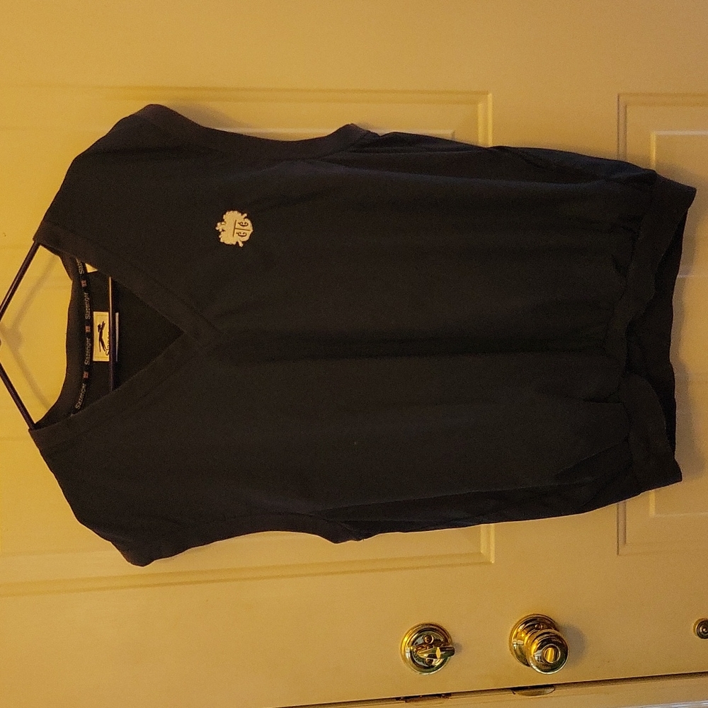 Slazenger navy blue golf vest embroidered v neck lined 2 pockets Large EUC…
